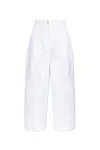 Max Mara High Waist Wide Leg Trousers With Pockets In Bianco