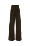 Max Mara Embroidered Cotton Blend Ponza Wide-leg Pant In Brown