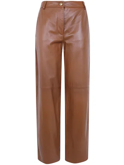 Max Mara Pants Nappa Leather "mst Legno" In Brown