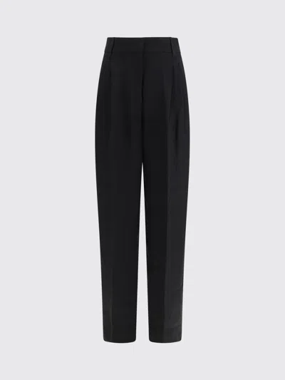 Max Mara Linen Tailored Trousers In Black