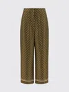 Max Mara Green Straight Flat Front Pants In Brown