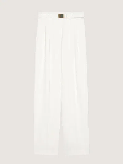 Max Mara Straight Gabardine Wool Trousers In White