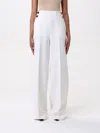 Max Mara Polonia Wide Leg Stretch Virgin Wool Canvas Pants In White