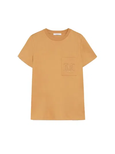 Max Mara Pocket Crew Neck Short Sleeve T-shirt In Brown