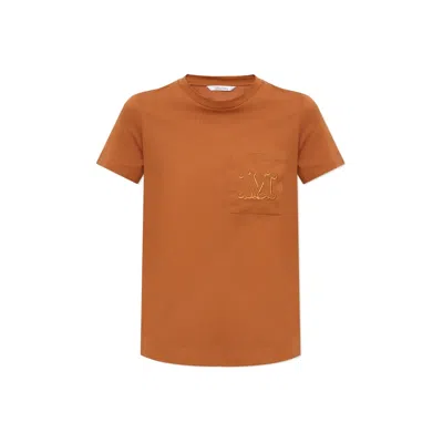 Max Mara Papaia' Cotton Logo T-shirt In Orange