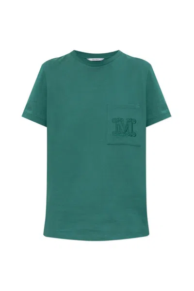 Max Mara Embroidered-logo T-shirt In Green