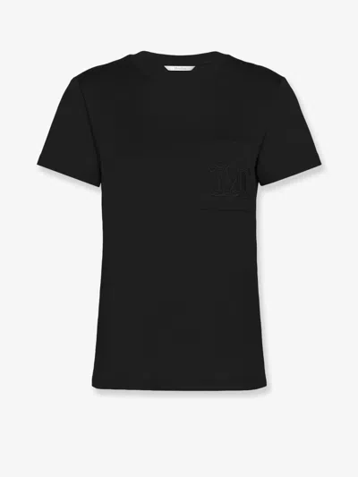 Max Mara Papaia Cotton T-shirt With Monogram In Black