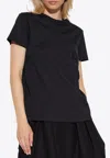 Max Mara Crew Neck Short Sleeve Top With Pocket In Black