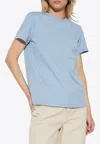 Max Mara Cotton T-shirt Logo Chest Pocket In Blue
