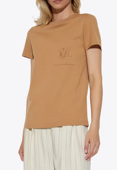 Max Mara Papaia Cotton Crew-neck T-shirt In Brown