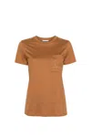 Max Mara Papaia Logo Embroidered T-shirt In Leather Brown