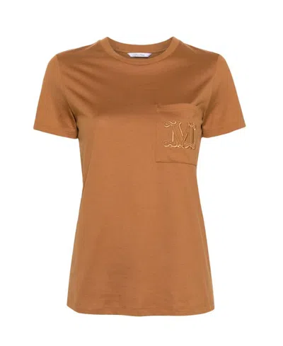 Max Mara 's  Logo Embroidered Crewneck T-shirt In Brown