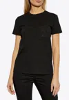 Max Mara Crew Neck Short Sleeve Top With Pocket In Black