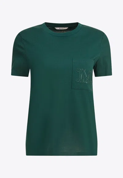 Max Mara Papaia Logo Embroidered T-shirt In Green