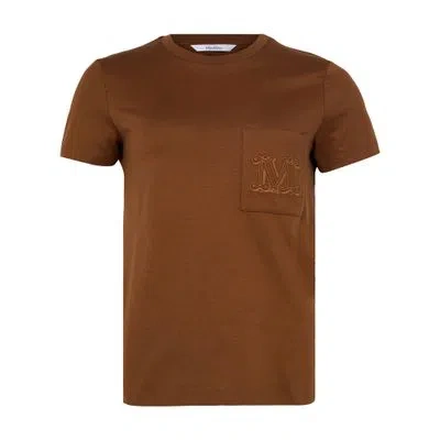 Max Mara Papaia Logo T-shirt With Pocket In Brown