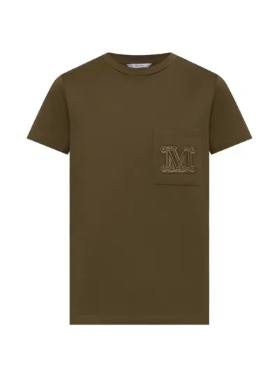 Max Mara Papaia Logo-embroidered T-shirt In Green