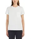 Max Mara Cotton T-shirt With Monogram And Patch Pocket In White