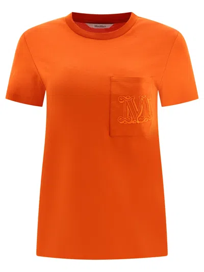 Max Mara 刺绣logo棉t恤 In Orange