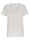 Max Mara Women 'papaia' White Crewneck T-shirt With Tonal Logo Embroidery On The Front In Cotton Wom