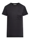 Max Mara Crew Neck Short Sleeve Top With Pocket In Black