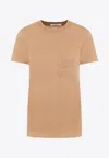Max Mara Monogram-embroidered Cotton T-shirt In Camel