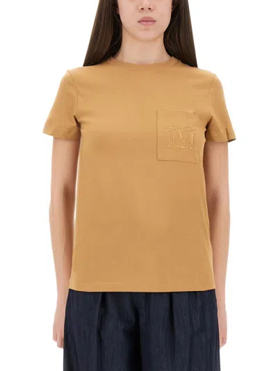 Max Mara Camel Cotton Papaia T-shirt In Yellow