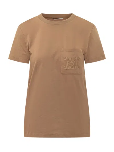 Max Mara Papaya T-shirt With Taschino Pocket In Multi
