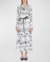 Max Mara Pappa Toile-print Silk Midi Shirtdress In White
