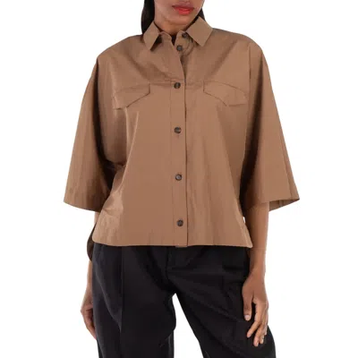 Max Mara Paprica Washed Cotton Shirt In Brown