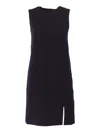 Max Mara Studio Crewneck Sleeveless Midi Dress In Blue