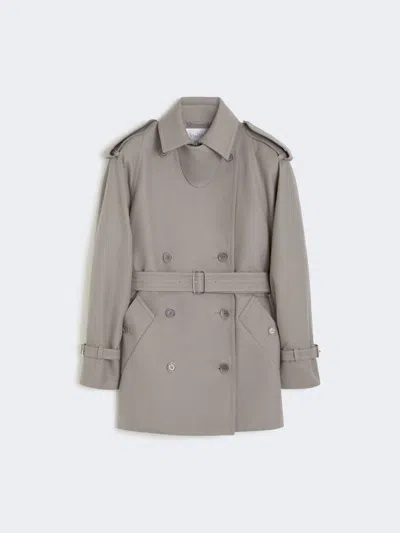 Max Mara Double-breasted Belted Cotton-gabardine Cropped Trench Jacket In Gray