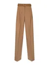 Max Mara Paride Flowing Trousers In Pure Wool In Brown