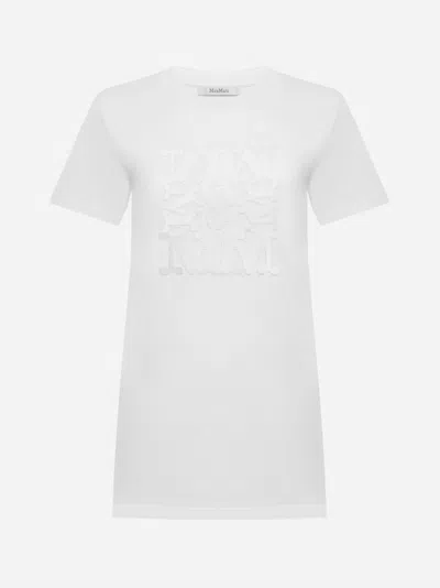 Max Mara Park Monogram Cotton T-shirt In White