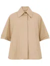 Max Mara Gabardine Cotton Button-front Cape In Brown