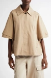 Max Mara Parole Twill Crop Cape Jacket In Colonial