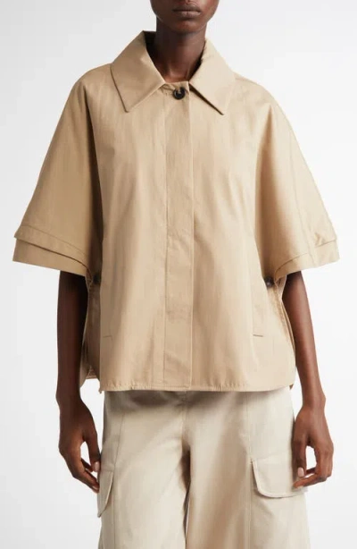Max Mara Parole Twill Crop Cape Jacket In Colonial