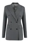 Max Mara Paste Double Breasted Blazer In Gray