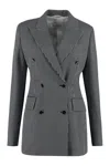 Max Mara Paste Double Breasted Blazer In Gray