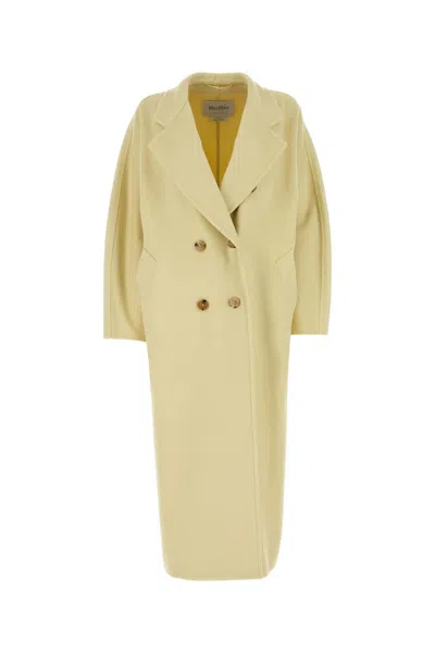 Max Mara Pastel Yellow Wool Blend Aia Coat In Multicolor