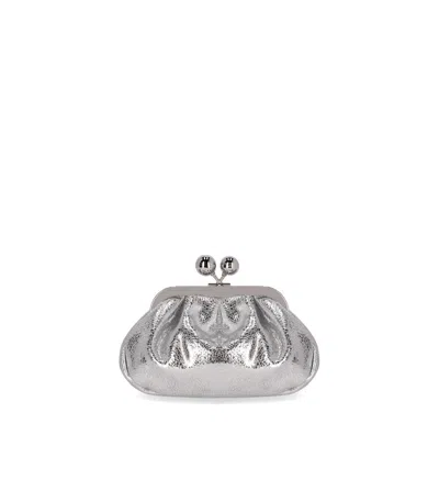 Max Mara Pasticcino Bruno Small Silver Clutch