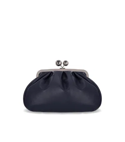 Max Mara Pasticcino Cubico Medium Navy Clutch Bag In Blue