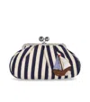 Max Mara Medium Striped Cotton Pasticcino Bag In Blue