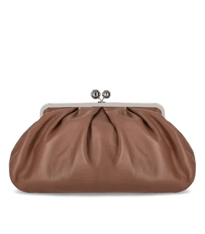 Max Mara Pasticcino Provino Large Light Brown Clutch Bag