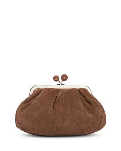 Max Mara Pasticcino Suede Convertible Clutch In Brown