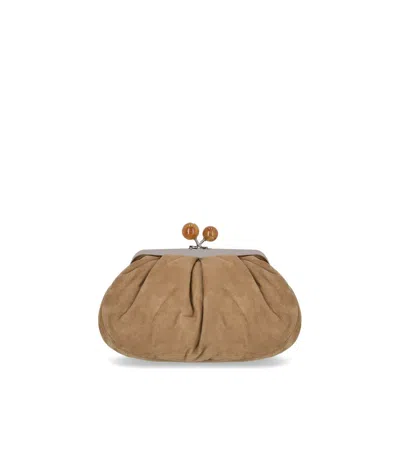 Max Mara Pasticcino Valois Small Sand Clutch In Beige