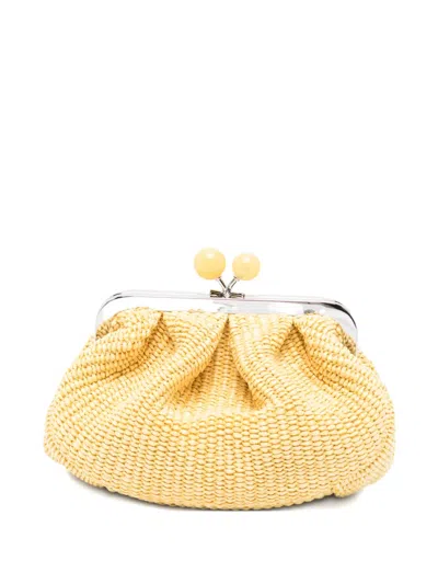 Max Mara Pasticcino Woven Clutch Bag In Yellow