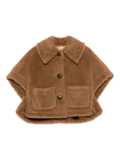 Max Mara Alpaca And Wool Teddy Cape In Brown