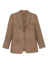 Max Mara Patch-pocket Notched Jacket In Brown