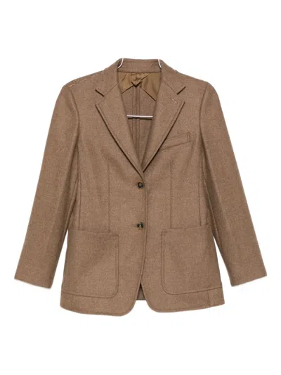 Max Mara Patch-pocket Notched Jacket In Brown