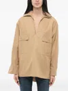 Max Mara Oversize Shirt With Pockets In Brown Cotton In Brown